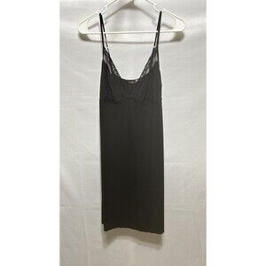 Natori Womens Large Black Spaghetti Strap Knee Length Soft Viscose Night Gown